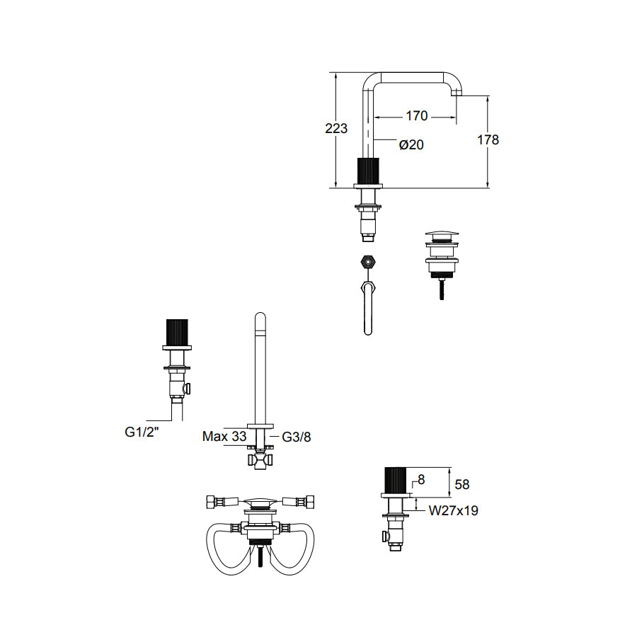 ΜΠΑΤΑΡΙΑ ΕΝΤΟΙΧΙΣΜΟΥ 3 ΟΠΩΝ OSO BLACK BRUSHED 178331-410