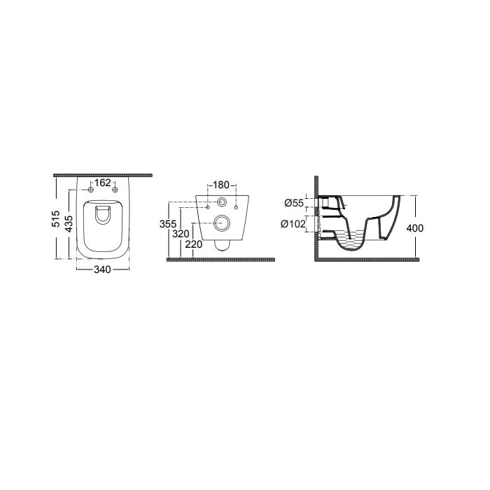 MIZZO RIMLESS 361600-301 WHITE MATT 51.5εκ