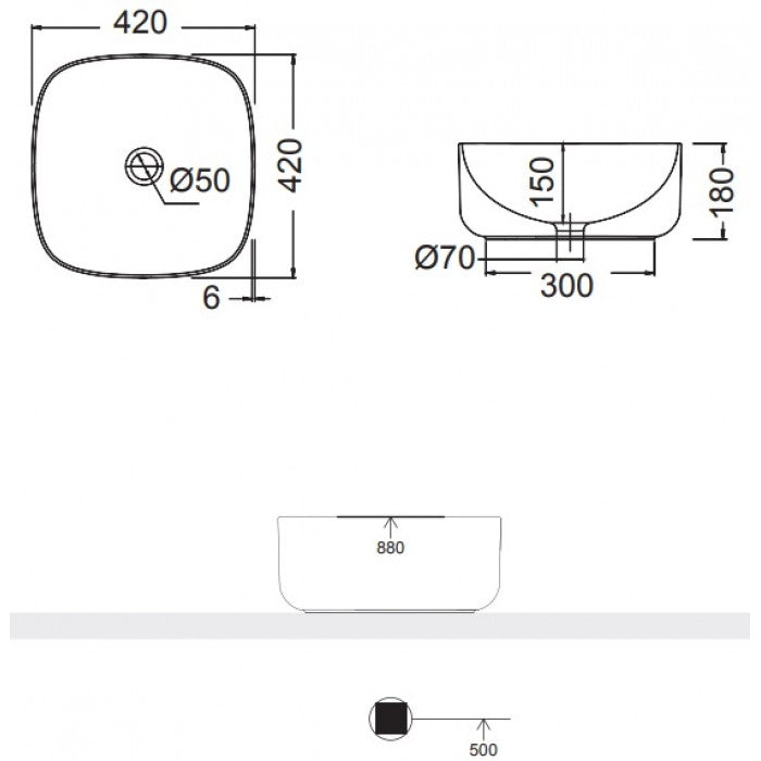 ΕΠΙΤΡΑΠΕΖΙΟΣ ΝΙΠΤΗΡΑΣ MOON 42 5501-300 42X42εκ