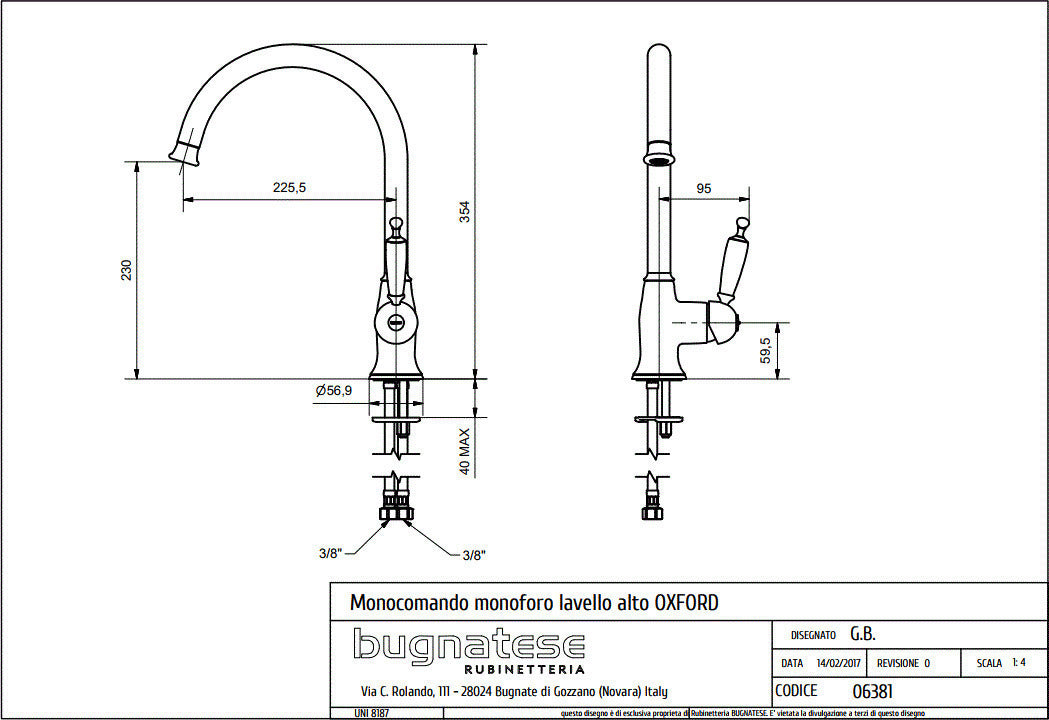 OXFORD SINK FAUCET 6381 BLACK MATT