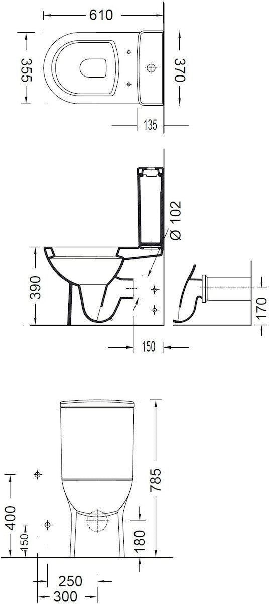 VELA 6712 Χ.Π. BACK TO WALL 671200-300 61εκ