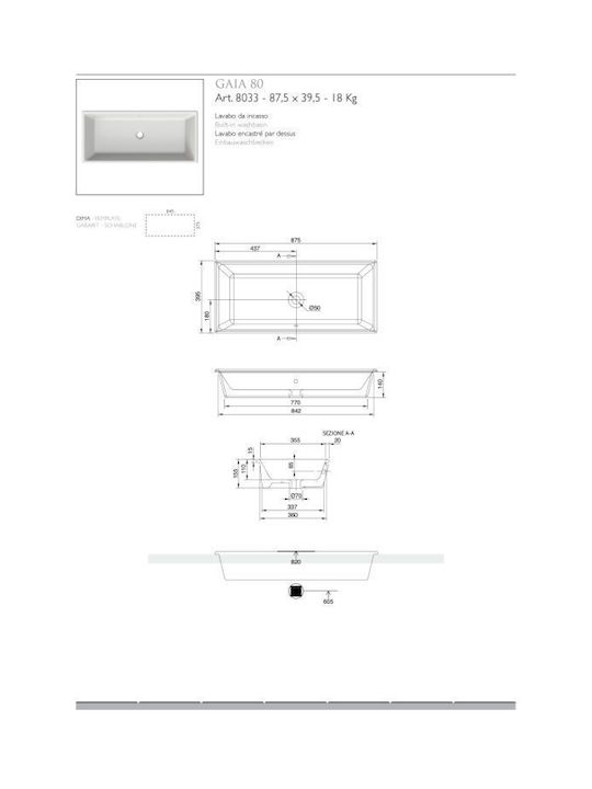 ΕΝΘΕΤΟΣ ΝΙΠΤΗΡΑΣ GAIA80 8033-300 87.5X39.5