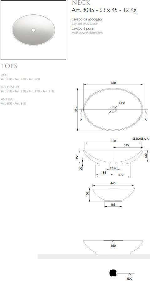 ΕΠΙΤΡΑΠΕΖΙΟΣ ΝΙΠΤΗΡΑΣ NECK 8045-300 63X45