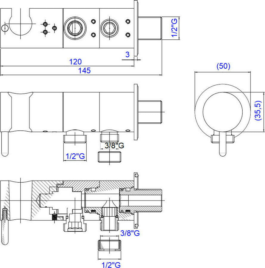 ΔΙΑΚΟΠΤΗΣ BIDET Ε136005-100 CHROME ΧΩΡΙΣ ΑΝΑΜΙΞΗ