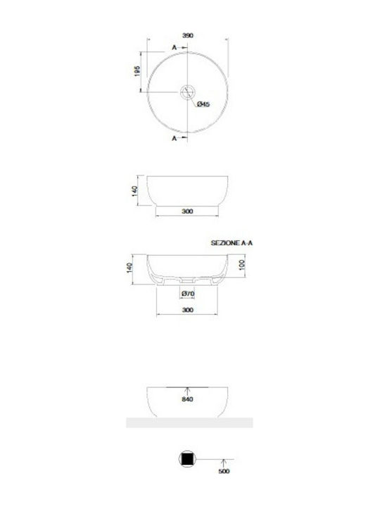 ΕΠΙΤΡΑΠΕΖΙΟΣ ΝΙΠΤΗΡΑΣ GLAM 1807-600 OCEAN Φ39εκ / φ33εκ