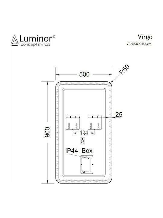 ΚΑΘΡΕΠΤΗΣ ΜΠΑΝΙΟΥ VIRGO 50 50x90