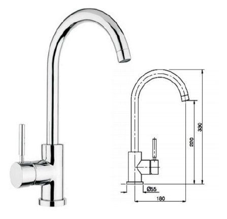 TALL COUNTER SINK FAUCET KOB 080629 CHROME
