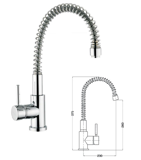 KOBUK 083134 CHROME TALL SPIRAL BENCH SINK FAUCET