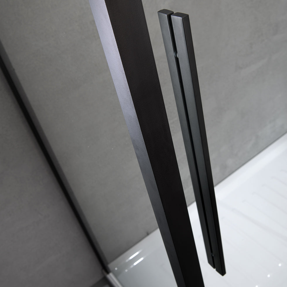 ΑΝΟΙΓΟΜΕΝΗ ΠΟΡΤΑ ΝΤΟΥΖΙΕΡΑΣ FLOW PIVOT CLEAN GLASS BLACK MATT H.195