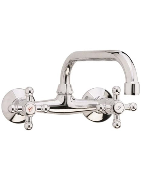 SIMPLE RETRO WALL SINK FAUCET 076691 CHROME 
