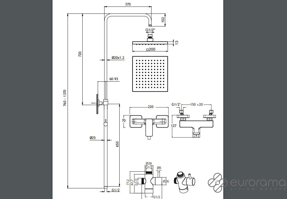 ΣΤΗΛΗ ΝΤΟΥΖ QUADRA INOX FINISH 144065-110