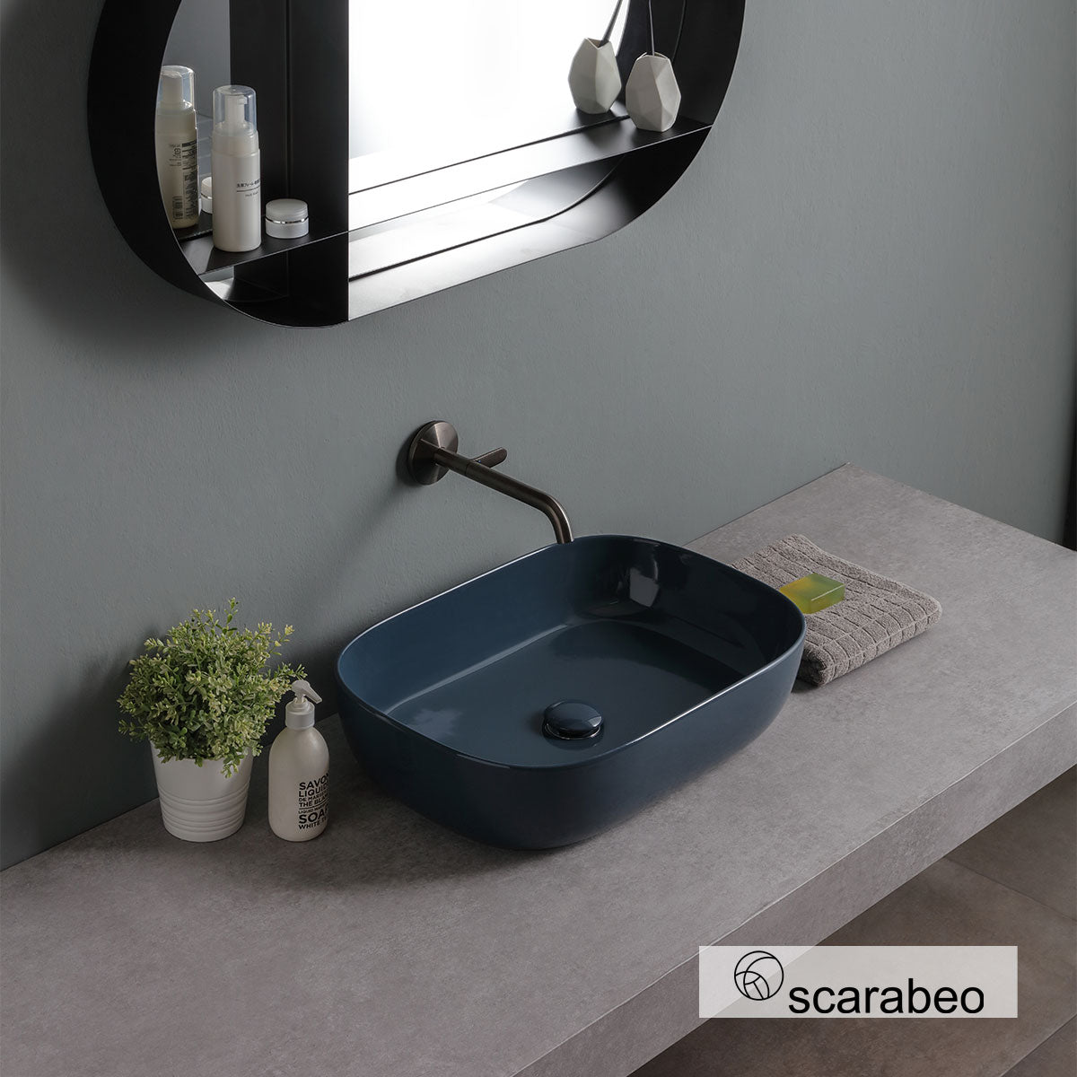 ΕΠΙΤΡΑΠΕΖΙΟΣ ΝΙΠΤΗΡΑΣ GLAM 1804-600G 56X39εκ GLOSSY OCEAN