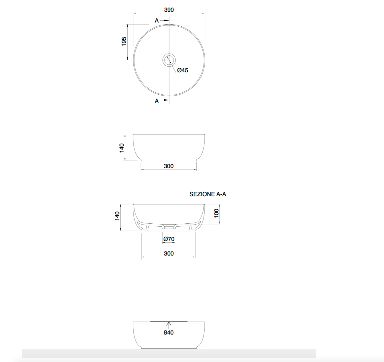 ΕΠΙΤΡΑΠΕΖΙΟΣ ΝΙΠΤΗΡΑΣ GLAM 1807-300 WHITE Φ39