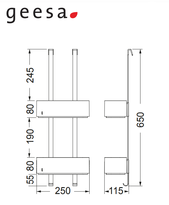 ΜΠΟΥΚΑΛΟΘΗΚΗ ΔΙΠΛΗ 25x11,5 - H65 εκ. FRAME GEESA BLACK MATT
