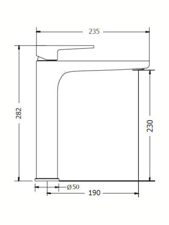 TALL OPTIMA PLUS WASHBASIN BATTERY CHROME / ROUXOUNI 235mm