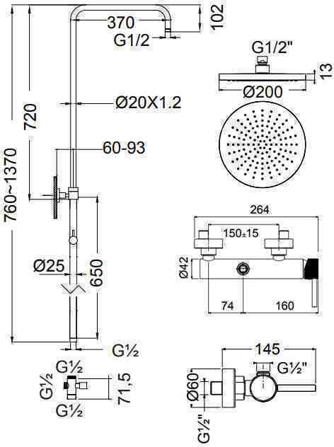 ΣΤΗΛΗ ΝΤΟΥΖ SLIM ANTIQUE BRASS 500165-221