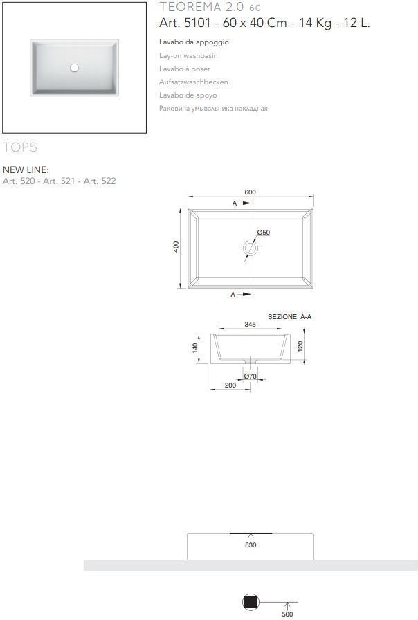ΕΠΙΤΡΑΠΕΖΙΟΣ ΝΙΠΤΗΡΑΣ THEOREMA 5101-401 ARDESIA (BLACK MATT) 60X40