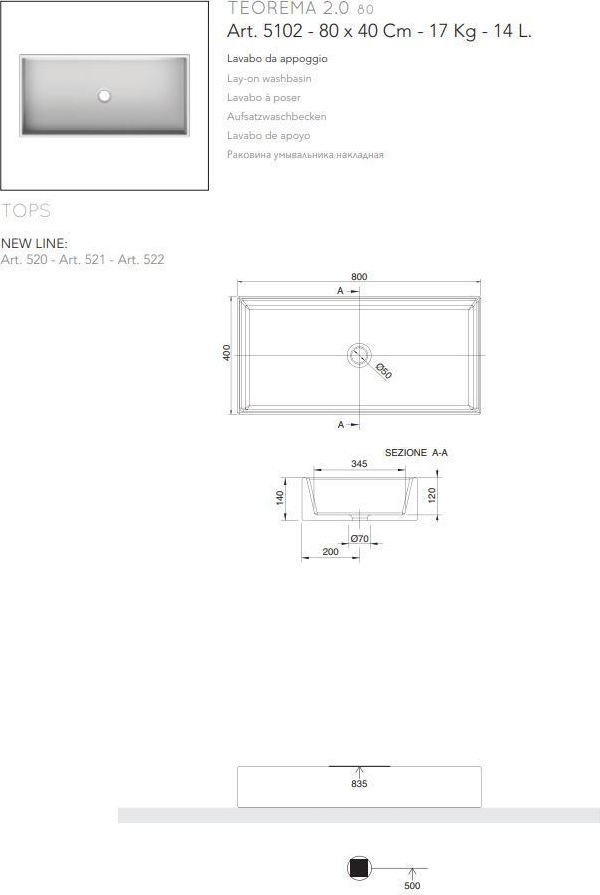 ΕΠΙΤΡΑΠΕΖΙΟΣ ΝΙΠΤΗΡΑΣ TEOREMA 5102-300 80X40
