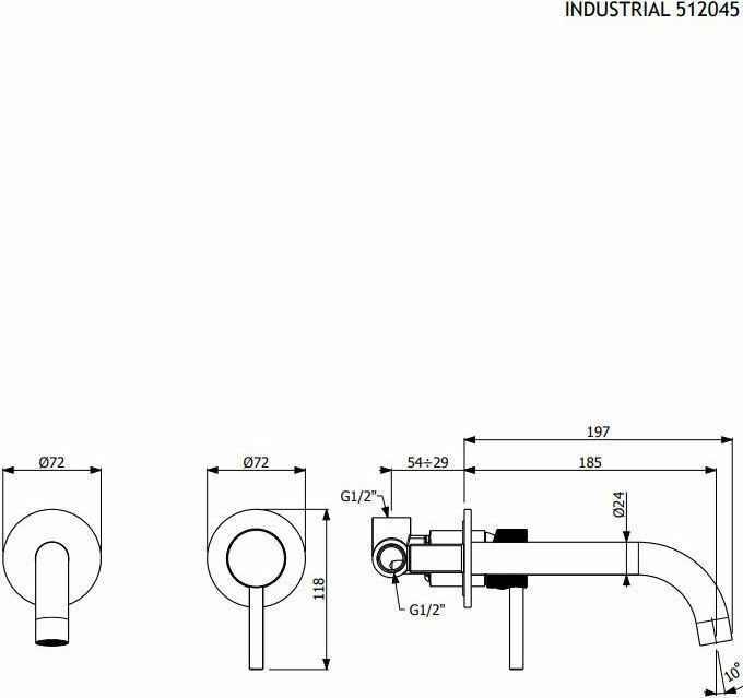 ΜΠΑΤΑΡΙΑ ΕΝΤΟΙΧΙΣΜΟΥ 2 ΟΠΩΝ INDUSTRIAL INOX FINISH 512045-110