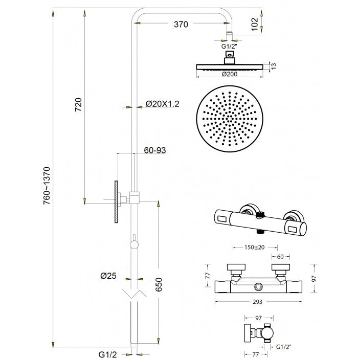 ΣΤΗΛΗ ΝΤΟΥΖΙΕΡΑΣ ΘΕΡΜΟΣΤΑΤΙΚΗ INDUSTRIAL CHROME 615065-100