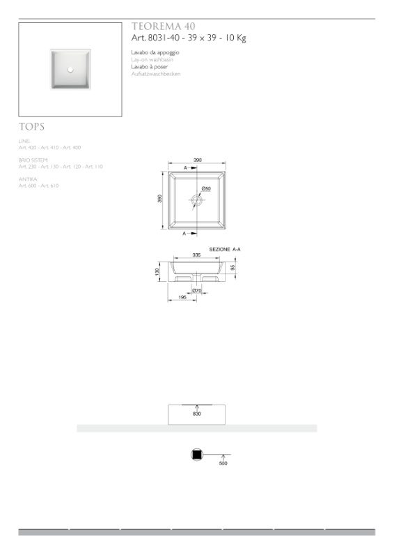 ΕΠΙΤΡΑΠΕΖΙΟΣ ΝΙΠΤΗΡΑΣ THEOREMA 8031/40-300 39X39