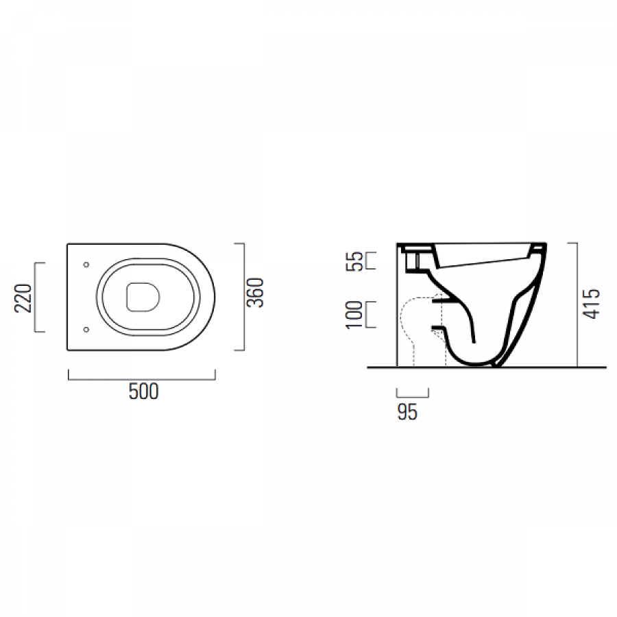 PURA Swirl ΥΠ BACK TO WALL / 55εκ BISTRO 880300SC-530