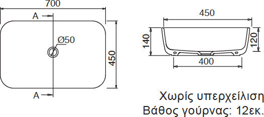 ΕΠΙΤΡΑΠΕΖΙΟΣ ΝΙΠΤΗΡΑΣ MIZU 9007-300 70X45