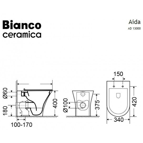 AIDA AD130 RIMLESS Υ.Π. BACK TO WALL AD13000SC-300 52εκ