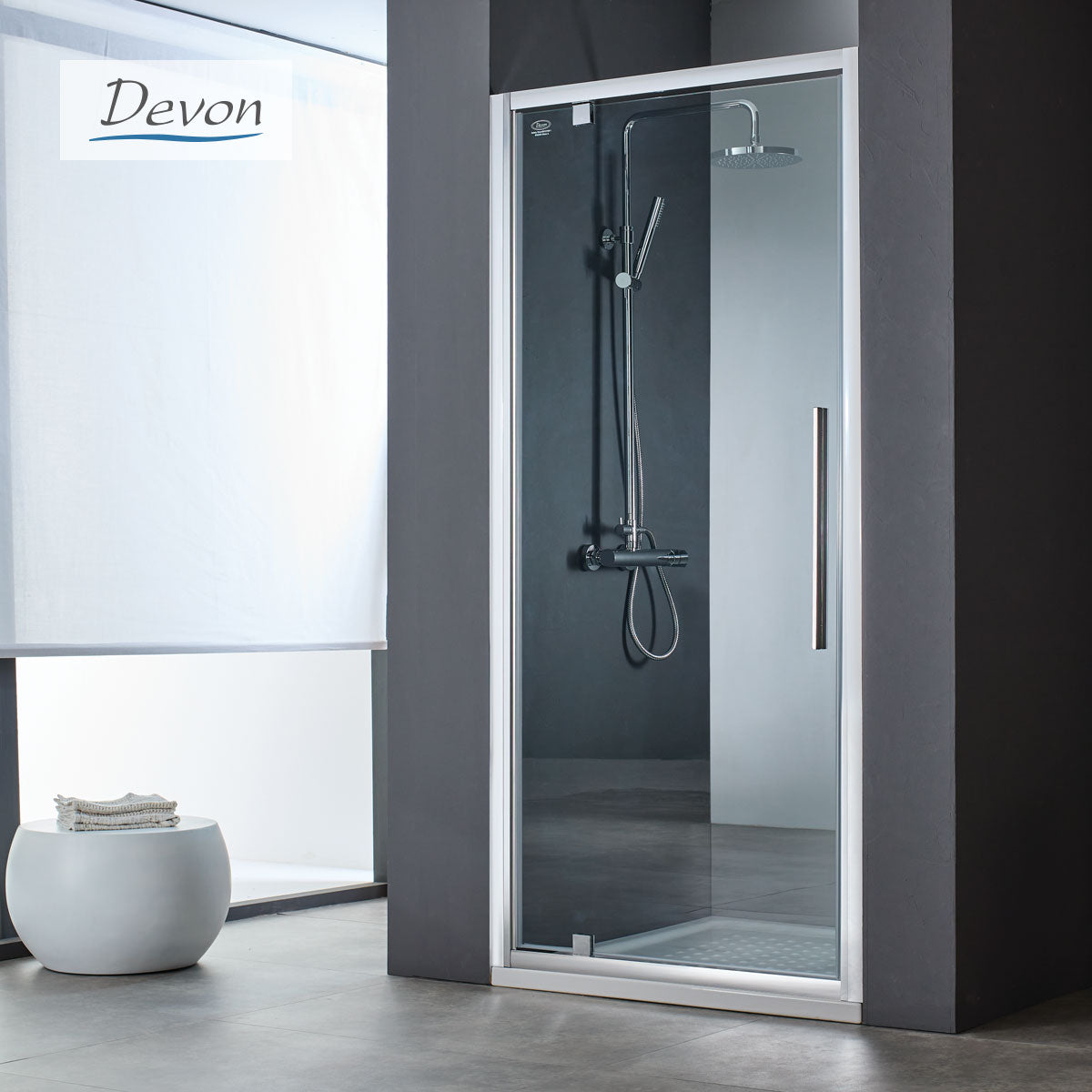 ΑΝΟΙΓΟΜΕΝΗ ΠΟΡΤΑ ΝΤΟΥΖΙΕΡΑΣ FLOW PIVOT CLEAN GLASS CHROME  H.195