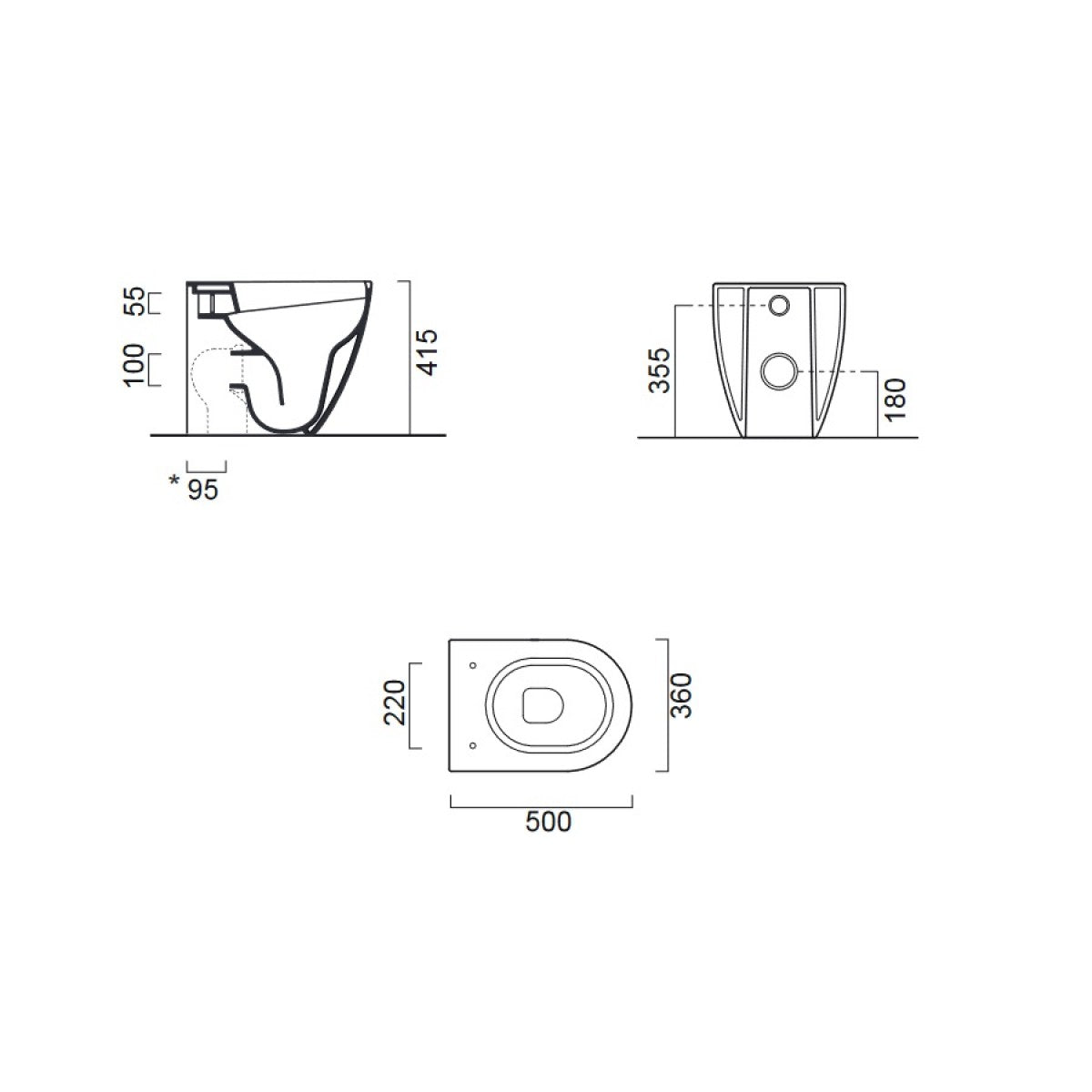 PURA Swirl Υ.Π. BACK TO WALL /55εκ CENERE 880300SC-450