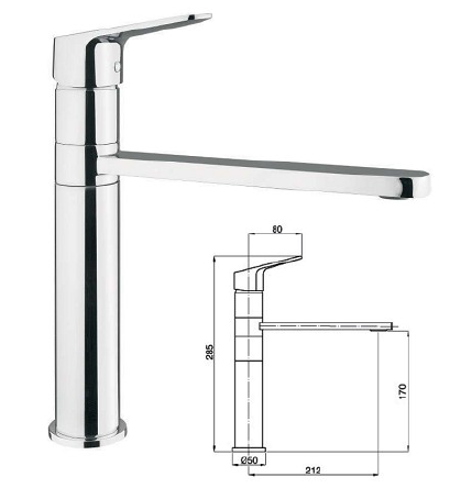 MINIMAL CENTURY 085953 CHROME TALL BENCH SINK FAUCET