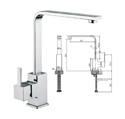 TALL QUATTRO 083876 CHROME BENCH SINK FAUCET