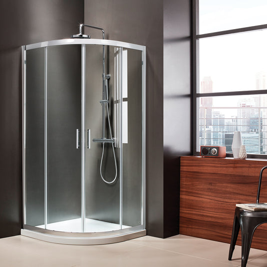 1/4 CIRCLE AXIS QUADRANT CLEAN GLASS SHOWER DOOR 