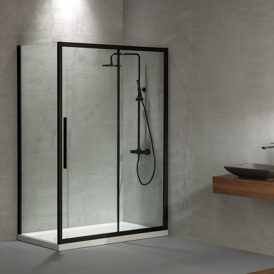 SLIDING SHOWER DOOR FLOW SLIDER (1+1) BLACK MATT 