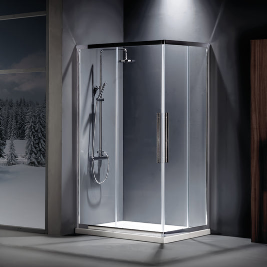 FLOW CORNER ENTRY SHOWER DOOR CHROME 