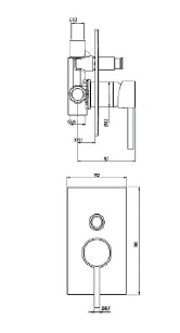 BUILT-IN PORTA ROMANA TWO-FLOW SHOWER MIXER 085423 CHROME